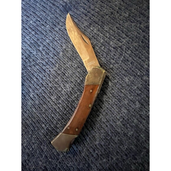 Vintage SCHRADE ? Made In Pakistan Folding Hunting Knife ~ w/ Sheath  🗡️ - Picture 1 of 6